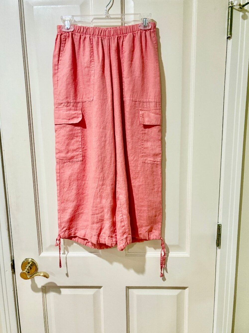 NWt Flax Coral Wide Leg Cargo Pockets Cropped Pull-On Pants P 4/6